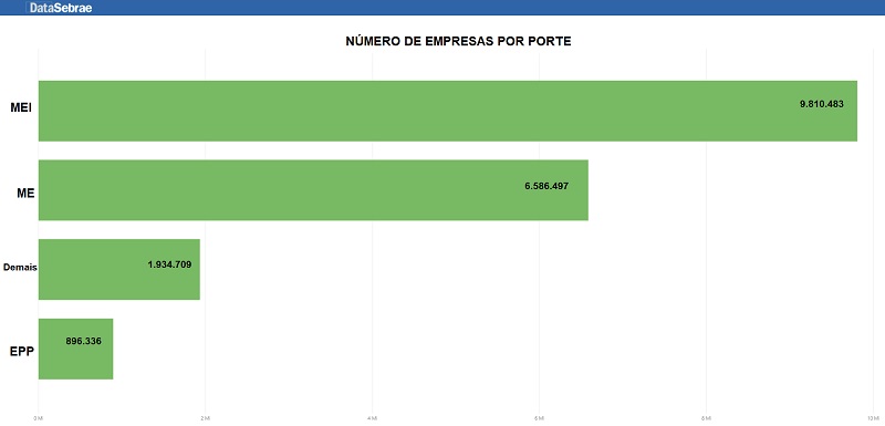 Gráfico - Número de empresas por porte - Lage e Portilho Jardim Advocacia e Consultoria